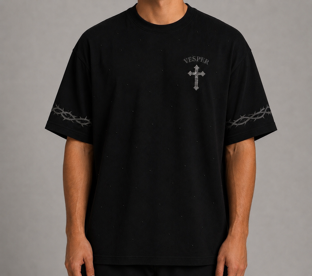 Vesper Rhinestone Cross T-Shirt