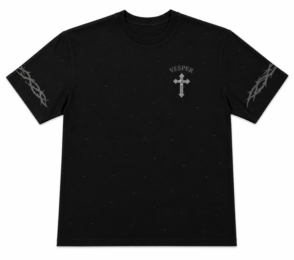 Vesper Rhinestone Cross T-Shirt